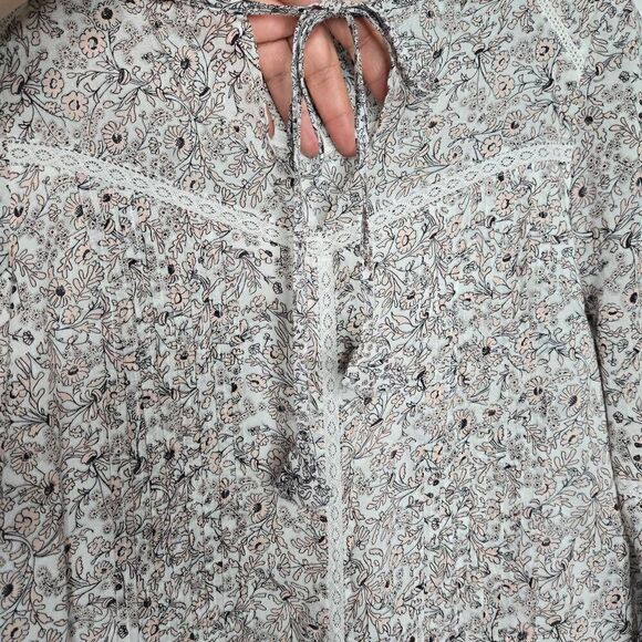 Rebecca Minkoff Floral Pleated Lace Bell Sleeves Mini Dress Size Small - Picture 6 of 12